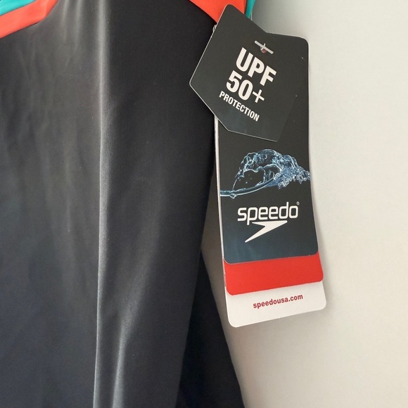 Speedo One-Piece Swimsuit – Black with Colorblock Trim – Size 8 - Picture 7 of 8